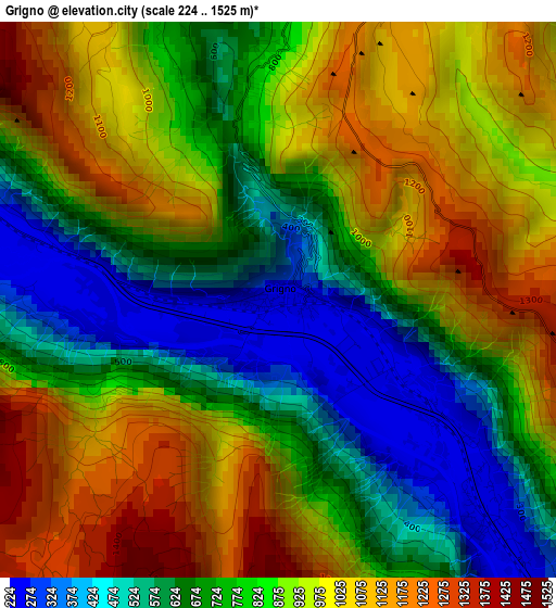 Grigno elevation map