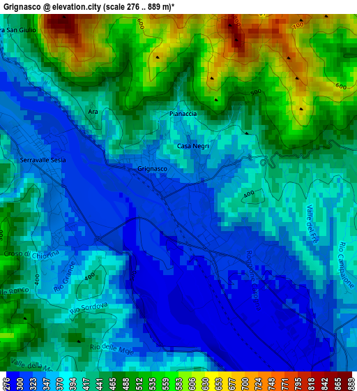 Grignasco elevation map