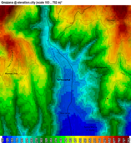 Grezzana elevation map