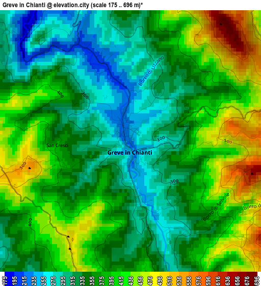 Greve in Chianti elevation map