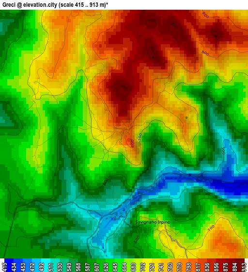 Greci elevation map