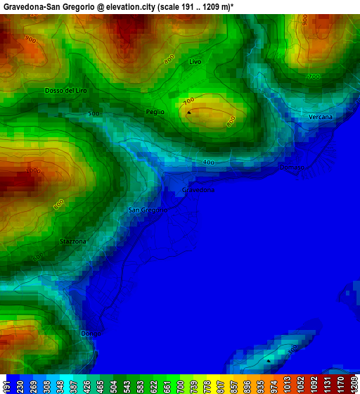 Gravedona-San Gregorio elevation map