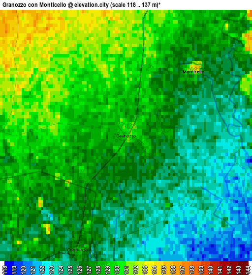 Granozzo con Monticello elevation map