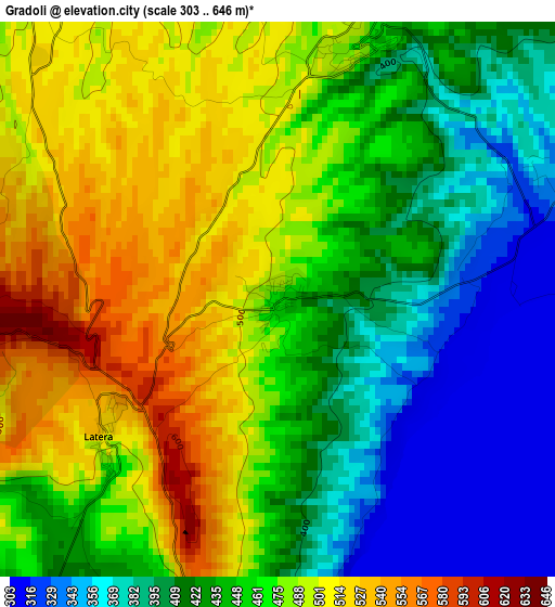 Gradoli elevation map