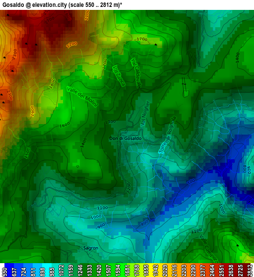 Gosaldo elevation map