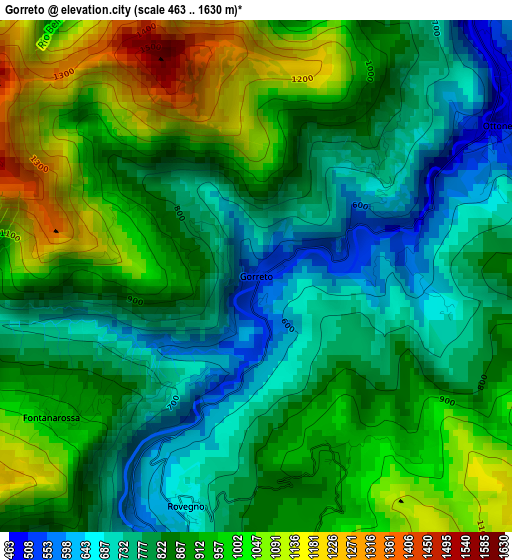 Gorreto elevation map