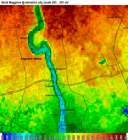 Gorla Maggiore elevation map