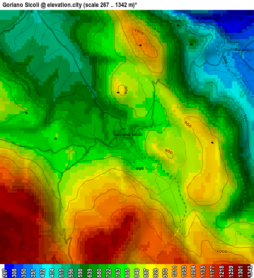 Goriano Sicoli elevation map