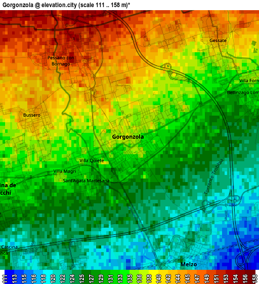 Gorgonzola elevation map