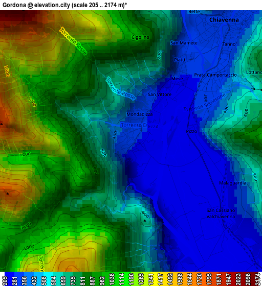 Gordona elevation map