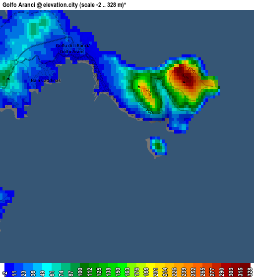 Golfo Aranci elevation map