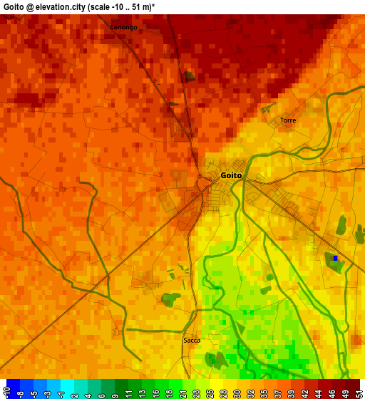 Goito elevation map