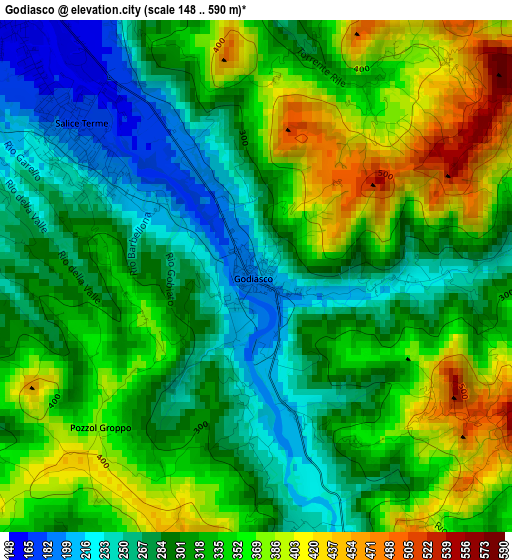 Godiasco elevation map