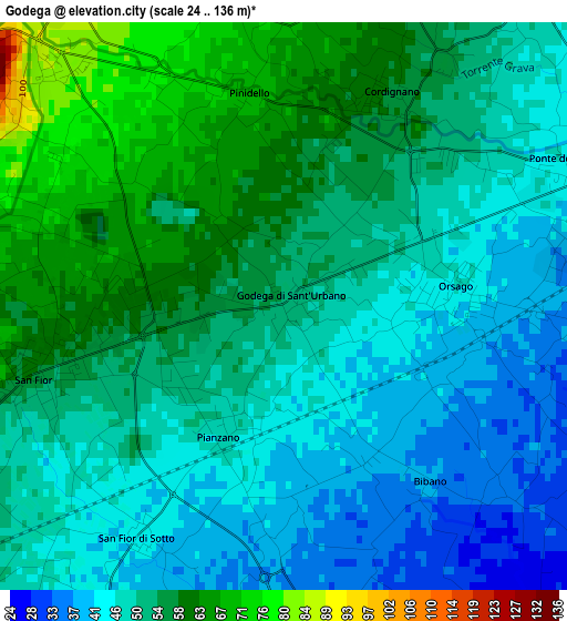 Godega elevation map