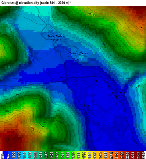 Glorenza elevation map