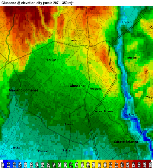 Giussano elevation map