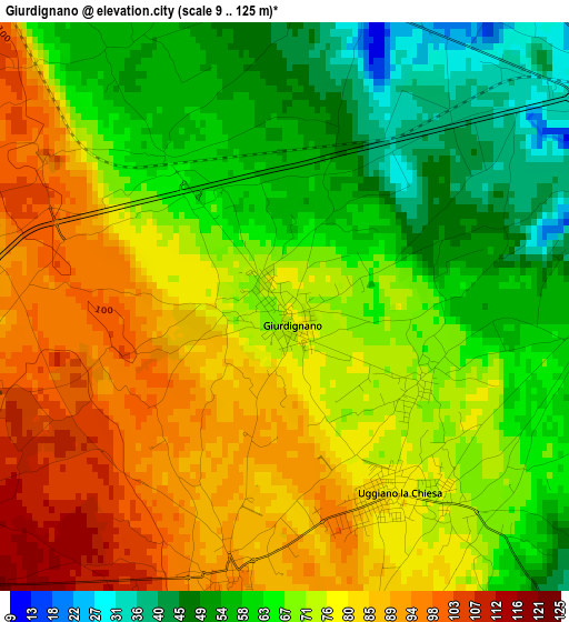 Giurdignano elevation map