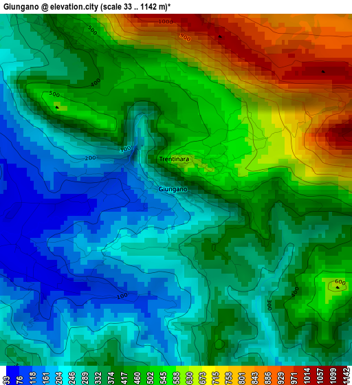 Giungano elevation map