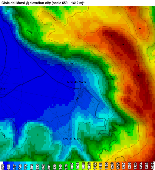 Gioia dei Marsi elevation map