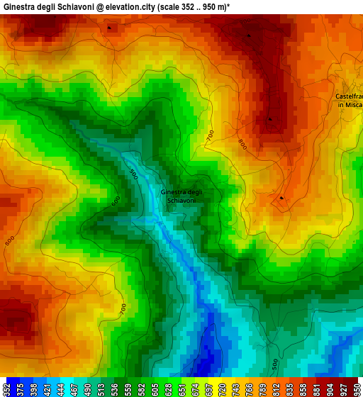 Ginestra degli Schiavoni elevation map