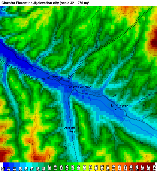 Ginestra Fiorentina elevation map