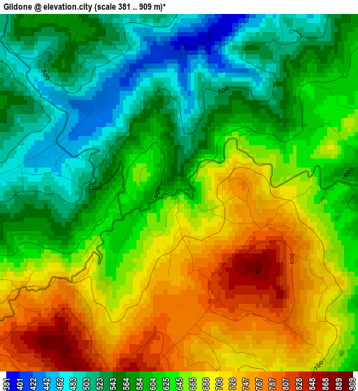 Gildone elevation map