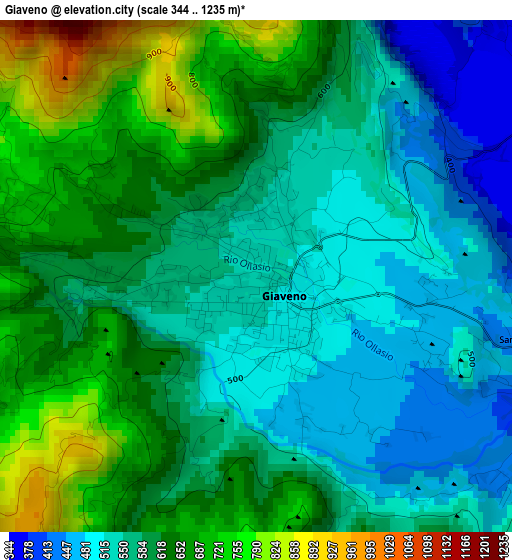 Giaveno elevation map