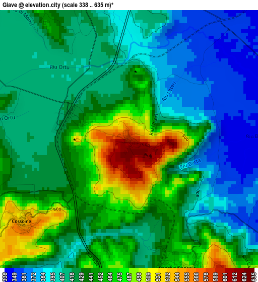 Giave elevation map