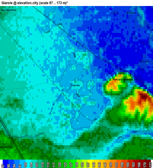 Giarole elevation map