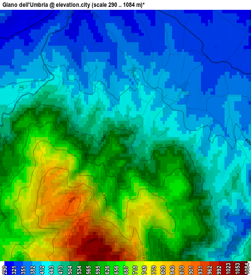 Giano dell'Umbria elevation map