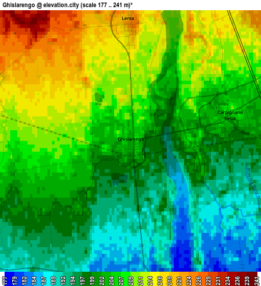 Ghislarengo elevation map