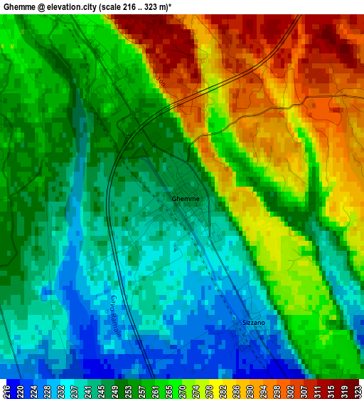 Ghemme elevation map