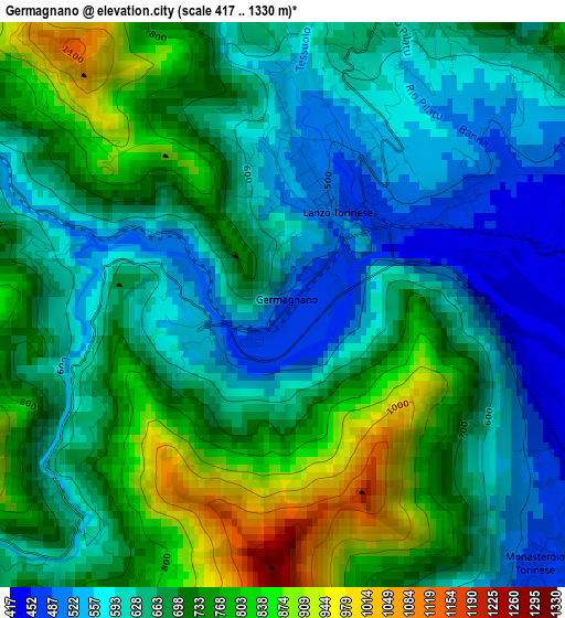 Germagnano elevation map