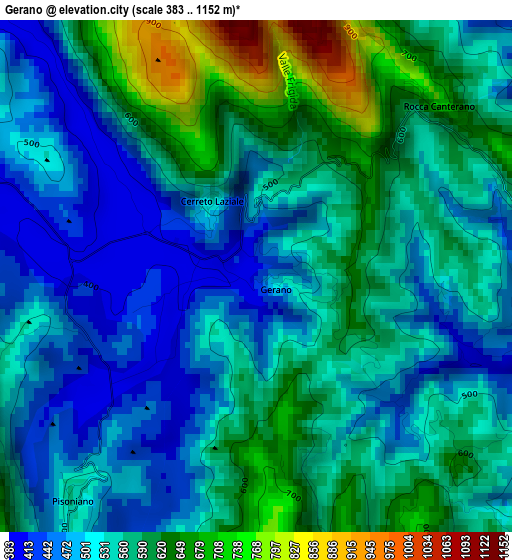 Gerano elevation map