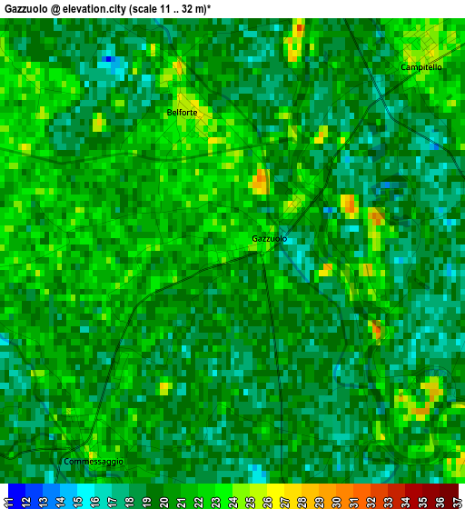 Gazzuolo elevation map