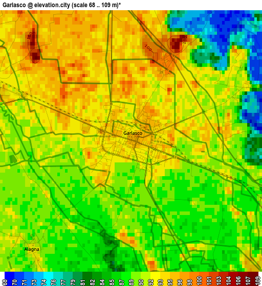 Garlasco elevation map