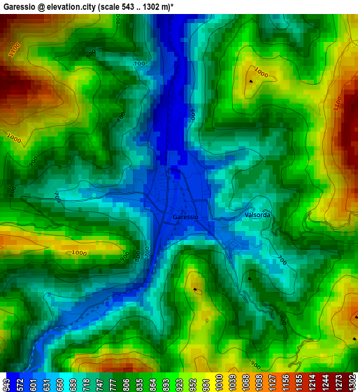 Garessio elevation map