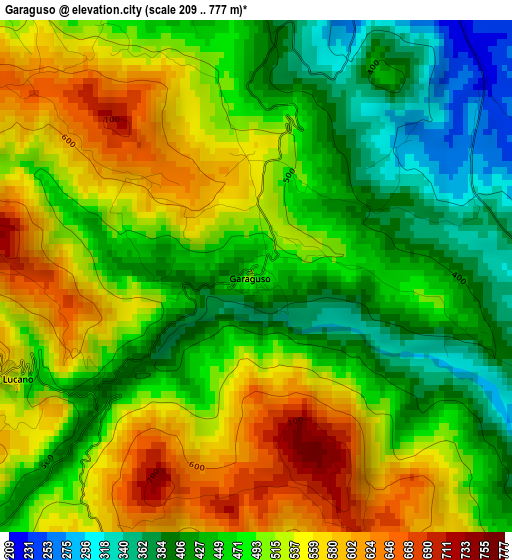 Garaguso elevation map