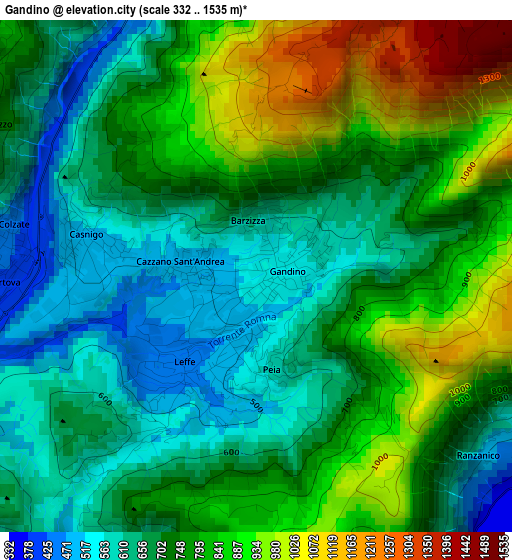 Gandino elevation map