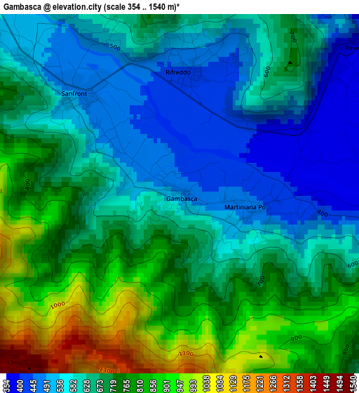 Gambasca elevation map