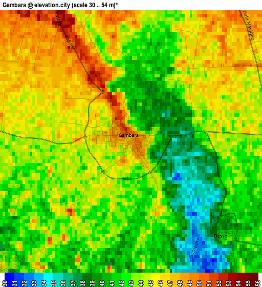 Gambara elevation map