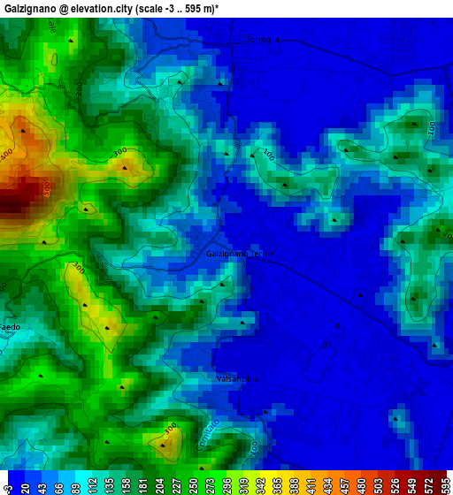 Galzignano elevation map