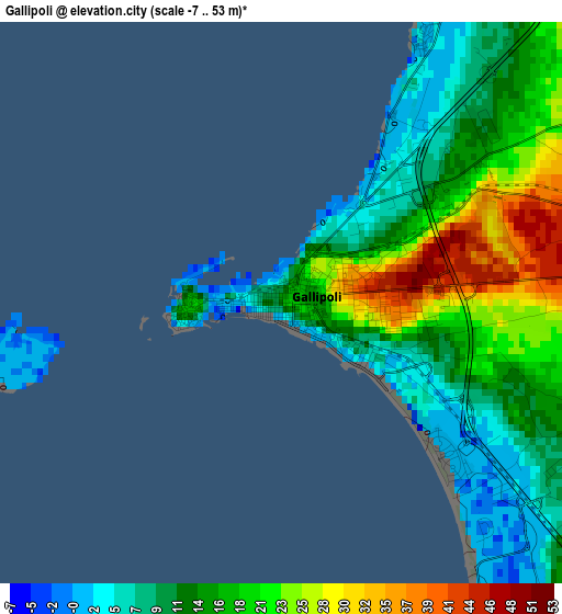 Gallipoli elevation map