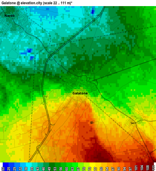 Galatone elevation map