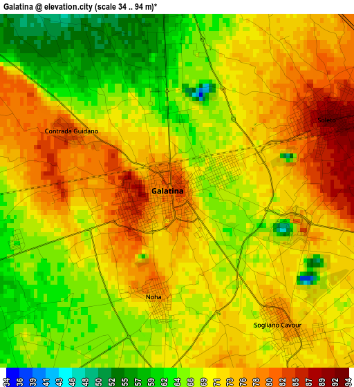 Galatina elevation map