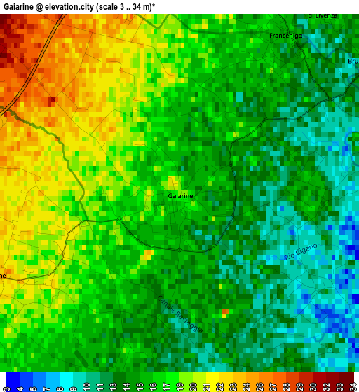 Gaiarine elevation map