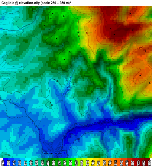 Gagliole elevation map