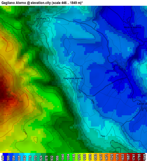 Gagliano Aterno elevation map