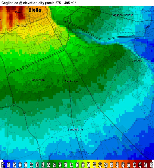 Gaglianico elevation map