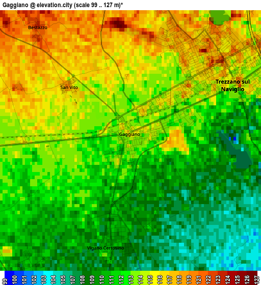 Gaggiano elevation map